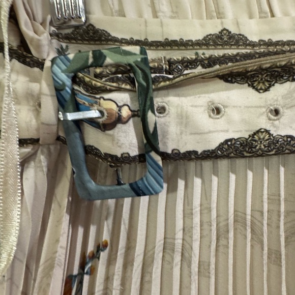 Anthropologie Ranna Gill English Garden Cream Pleated Midi Skirt - Picture 6 of 7